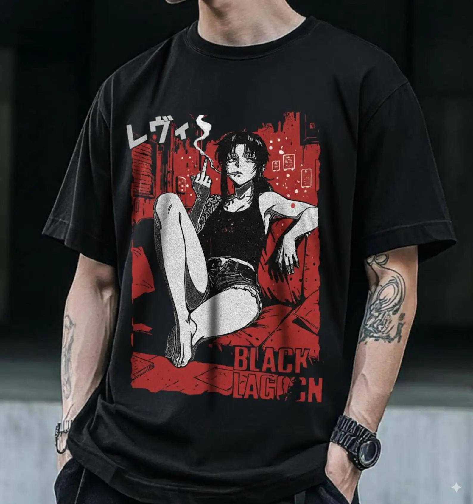 Black Lagoon Anime Shirt: 90s Retro Revy & Balalaika Graphic Tee – Ultra-Soft Cotton Unisex Top, Perfect Japanese Manga Waifu Fan Gift for Men