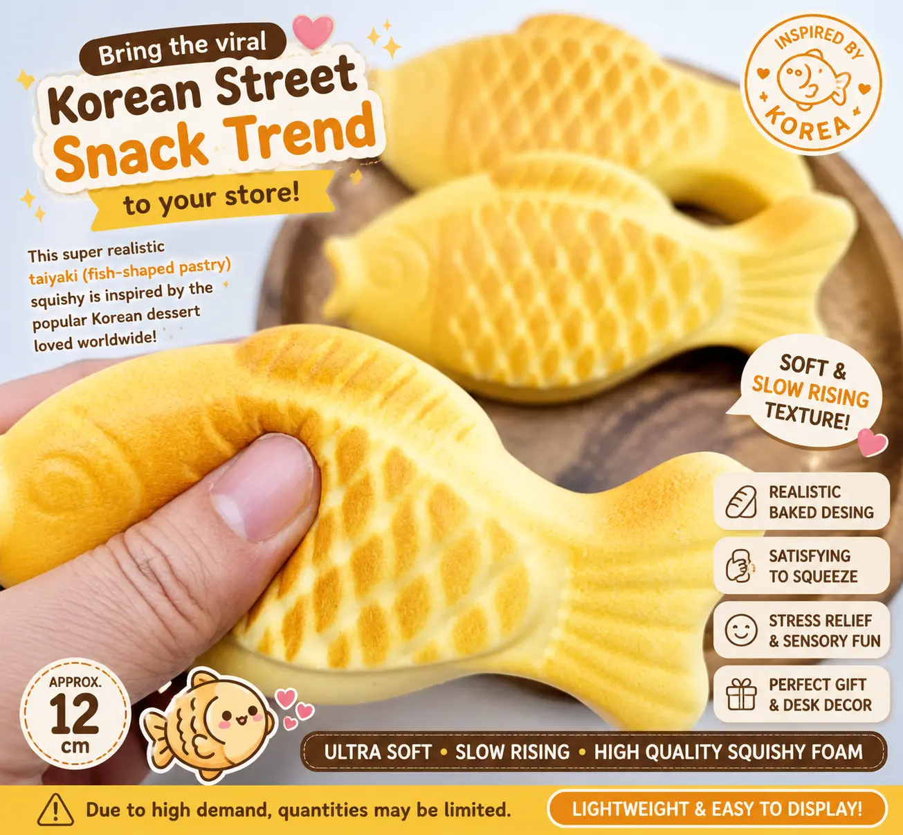 Korean Taiyaki Fish Squishy – Slow Rising Stress Relief Fidget Toy