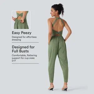 Halara U Neck Harem Casual Jumpsuit with Pockets-Easy Peezy Edition DD-F Cups