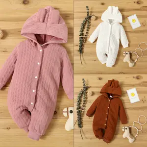Adorable Clothes Cable Knit Hooded 0-18m Baby Onesie with Bunny Ears Cozy Outfit 22109809