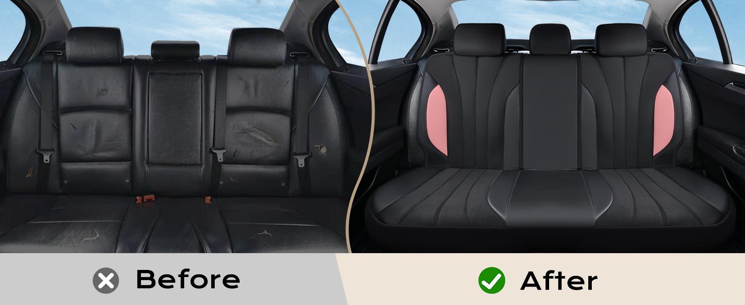 Coverado Model 5089 5-Piece Full Set Car Seat Covers, Waterproof PU Leather & Breathable Mesh Protectors, Front Seats Front and Rear Set, Leather, Protection, Universal Fit for SUVs, Trucks, Sedans, Car Seat Covers Front Seats, Front And Rear Set & Seat C