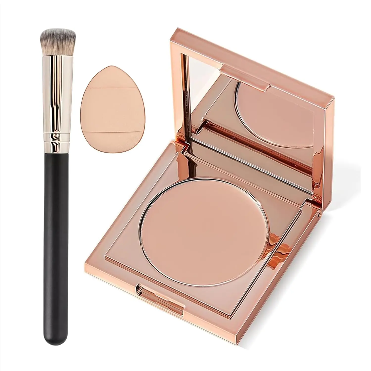 Colored Clay CC Under Eye Corrector Concealer & Foundation with Brush - Hydrating, Brightening Makeup for Dark Circles, Color Correcting, Suitable for All Skin Types (01 Light-Medium Peach)