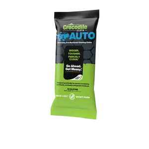 Crocodile Cloth Auto Wipes - 10-Count Giant 15"x10" Wipes for Automotive Grease & Grime Absorption Dermatologically Tested with Aloe & Vitamin E