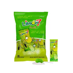 Limon 7 Plus Lollipop With Salt And Lemon Powder Mexican Candy 30 Pieces