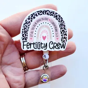 Fertility Crew Badge Reel, Rainbow Fertility Staff ID Holder, Retractable Badge Reel NQ2