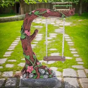 Rocking tree gardening decoration-pink flowers on retro piles, suitable for succulent plants and indoor desktop display, unique country style gifts, perfect outdoor space decoration, ideal birthday and holiday gifts.