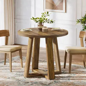 Tribesigns Rustic Brown Round Dining Table For Small Spaces, 31.5 Inches, Ideal For Kitchens And Apartments