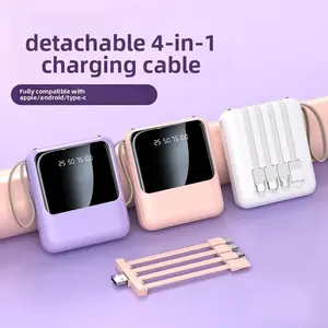 5000mAh Portable Charger Power Bank Battery Pack with Built in Cables Intelligent Digital Display with Dual Flashlight Travel Camping Essential Portable Phone Charger for iPhone Samsung