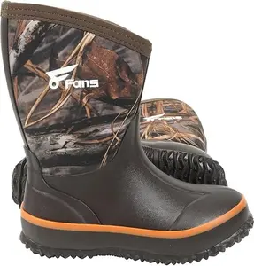 8 Fans Kids rubber Boots Waterproof Non-Slip Camo Muck Mud Boots for Hunting & Fishing