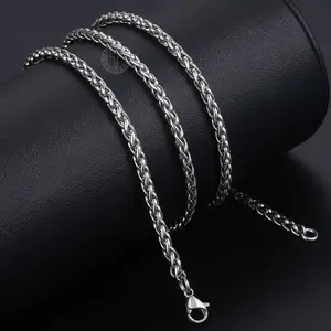 Wheat Chains Necklace for Men Women Stainless Steel Long Necklace Accessories 3/4/5/8mm