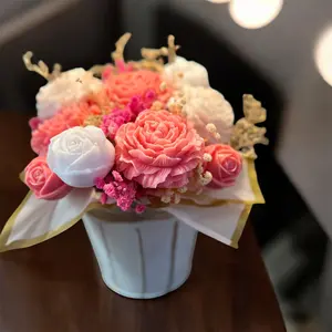 Vibrant white & Pink Candle Bouquet Decorations for Festive and Elegant Settings Perfect for Parties Weddings and Various Occasions Easy to Use Decorative Fruit Plants Ornaments