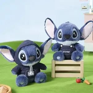 Disney Stitch Plush Doll with Overalls Cute & Soft Stitch Hoodie Trandy Adorable Street Style Stuffed Animal, Perfect Ideal Christmas Holiday Shopping Gift for Kids & Fans Valentine Gift for Girlfriends