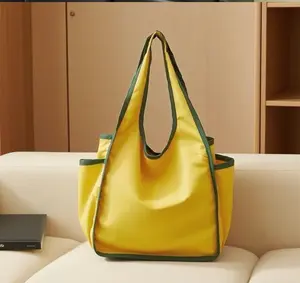 Large Utility Tote Bag with Pockets for Women, Reusable Foldable Grocery Shopping Bag, Lightweight Everyday Shoulder Handbag