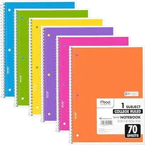 Spiral Notebooks 6 Pack, College Ruled Paper, 8" x 10-1/2", Assorted Bright Colors (830050-ECM) - 70 Sheets Total lilly pulitzer  notebook