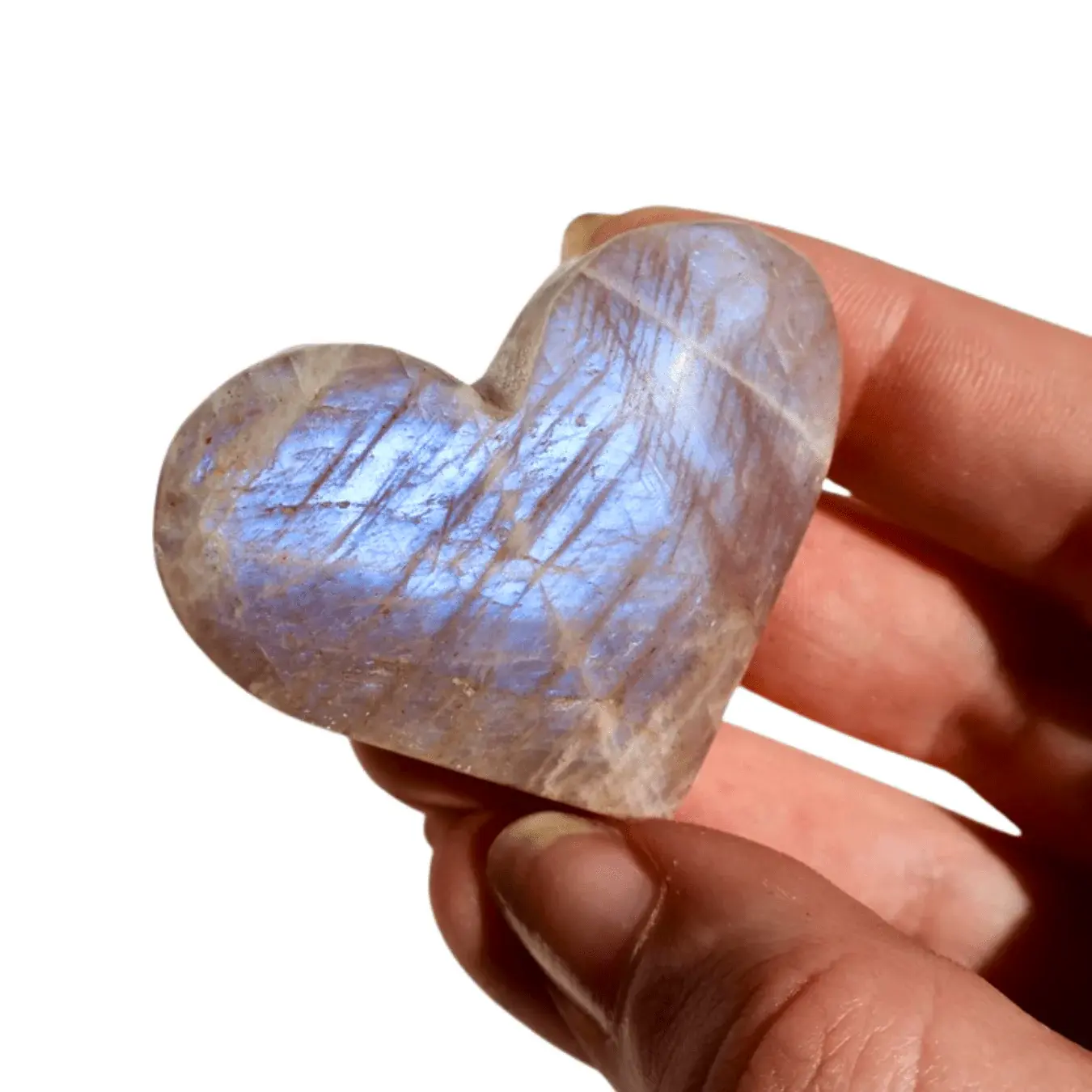 Moonstone Palm Stone with Rainbow Aura Inclusions crystals for sale healing stones