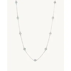 AVELI Large 5mm Lab Created Diamond By the Yard Station Necklace in Bezel Set Round Brilliant Cut Stones - Hypoallergenic Chain Jewelry with Timeless Diamond-Like Pendant