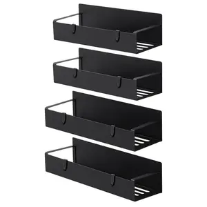 Magnetic Spice Rack - Fridge Spice Rack Magnet - Kitchen Organization and Storage Rack - Fridge Magnet Organizer - Magnetic Shelves - Magnetic Fridge Organizer - Black with hooks