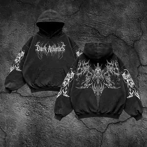 [Dark Athletics Series] Shadow Blade Oversized Washed Hoodie, Gym Apparel, Workout Wear, Training Men's Top, Aesthetic Shirt, Discipline, Strength, Focus
