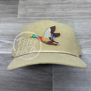 Duck / Mallard Patch on Tan Corduroy Rope Hat