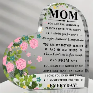 Gifts for Mom, Mom Birthday Gifts Mothers Day Gifts - Acrylic Keepsake, Personalized Heart Plaque, Home Decor, Signs - I Love You Mom Gifts from Son Daughter - Best gift Gift Ideas for Mom