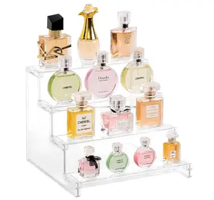 Multi-Purpose Display Stand - 4 Tiered Clear Plastic Riser, Organizer for Figurines, Perfume, Desserts - Easy to Assemble & Maintain Racks