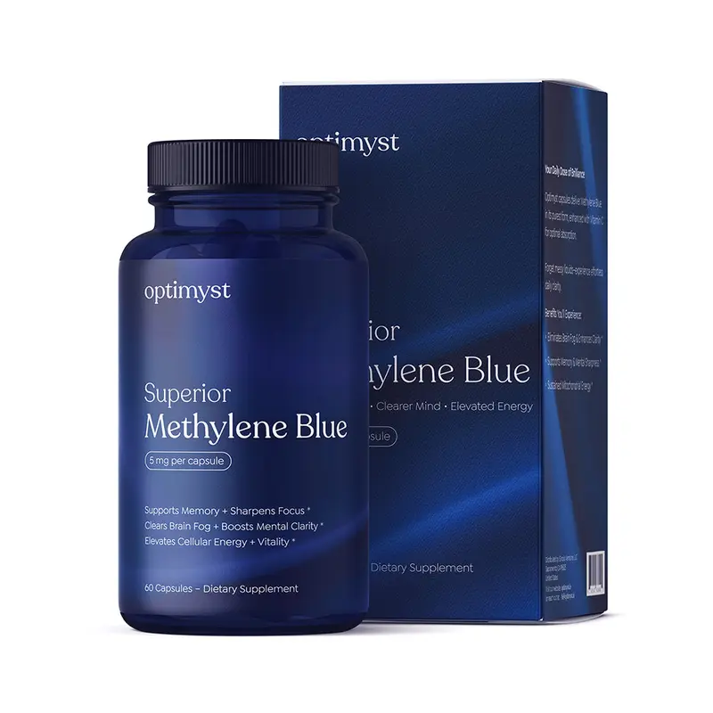 Optimyst Methylene Blue Capsules – USP-Grade 5mg with Vitamin C for Focus, Mental Clarity & Mitochondrial Energy – Mess-Free Alternative to Liquid MB – 60 Capsules