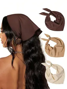 Bohemian Boho Solid Color Triangular Scarf Headband, Photo Shoot & Sun Protection Hair Wrap, Women Bandanas, Winter Hair Accessories, Headscarf
