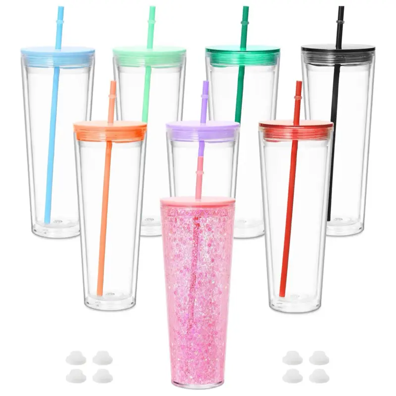 Custom 24 oz Acrylic Tumblers with Colorful Straws and Lids for Easy  Sipping and Stylish Drinkware - TikTok Shop