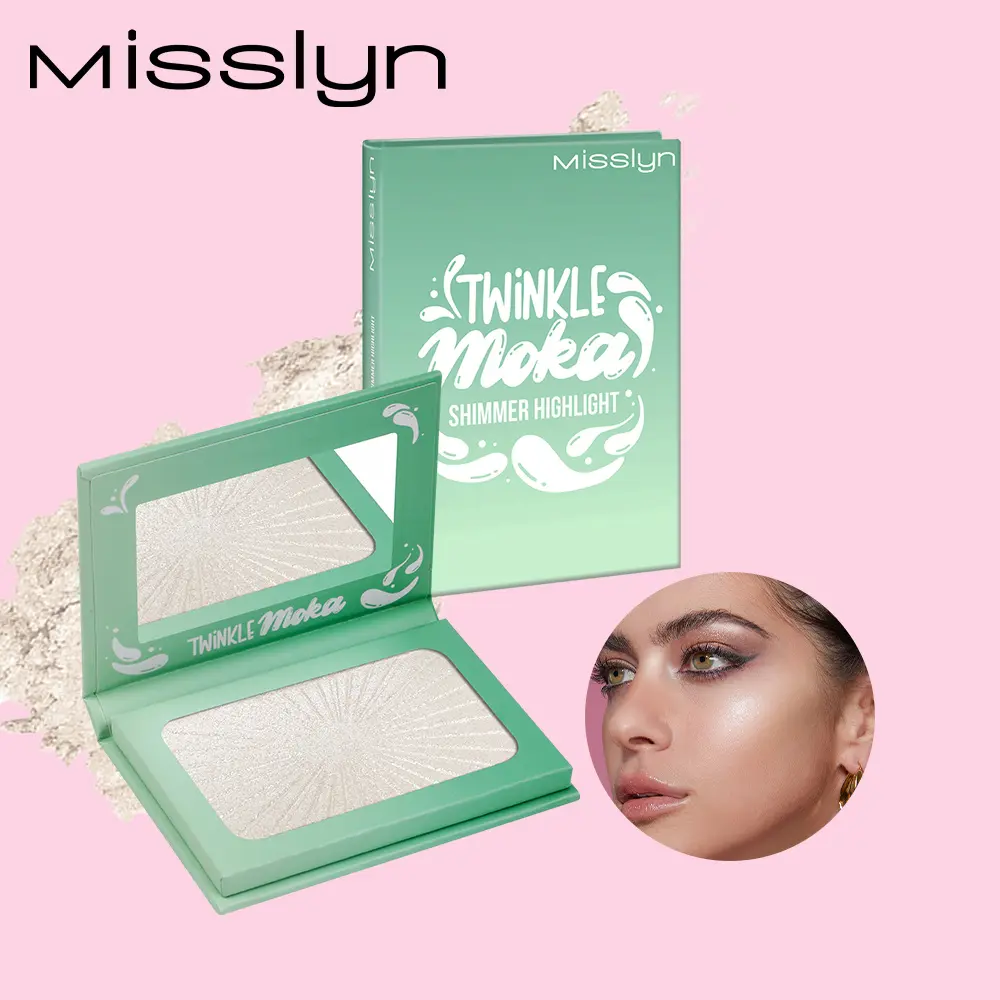 Misslyn Twinkle Moka Shimmer Highlighter Powder, Rich Pigment Silky Texture, Non-Toxic & Long-Lasting, Glossy Finish Makeup