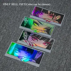 1PC  Trendy Cyber Iridescent Anime Eye Sticker - For suitcases, personalized items, car interiors, Car Decals. Iridescent gradient anime eye design shows cool vibe. Add eye-catching cyber details. A great choice for cyber trendy decor!
