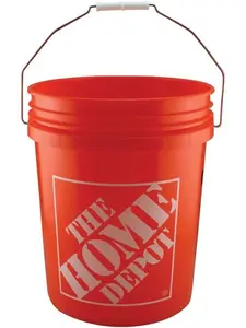 Homer Bucket 5 Gal. Orange  Durable Plastic Multi-Purpose for Home Jobsite Garage & Outdoor Tasks with Steel Handle & Sturdy Walls
