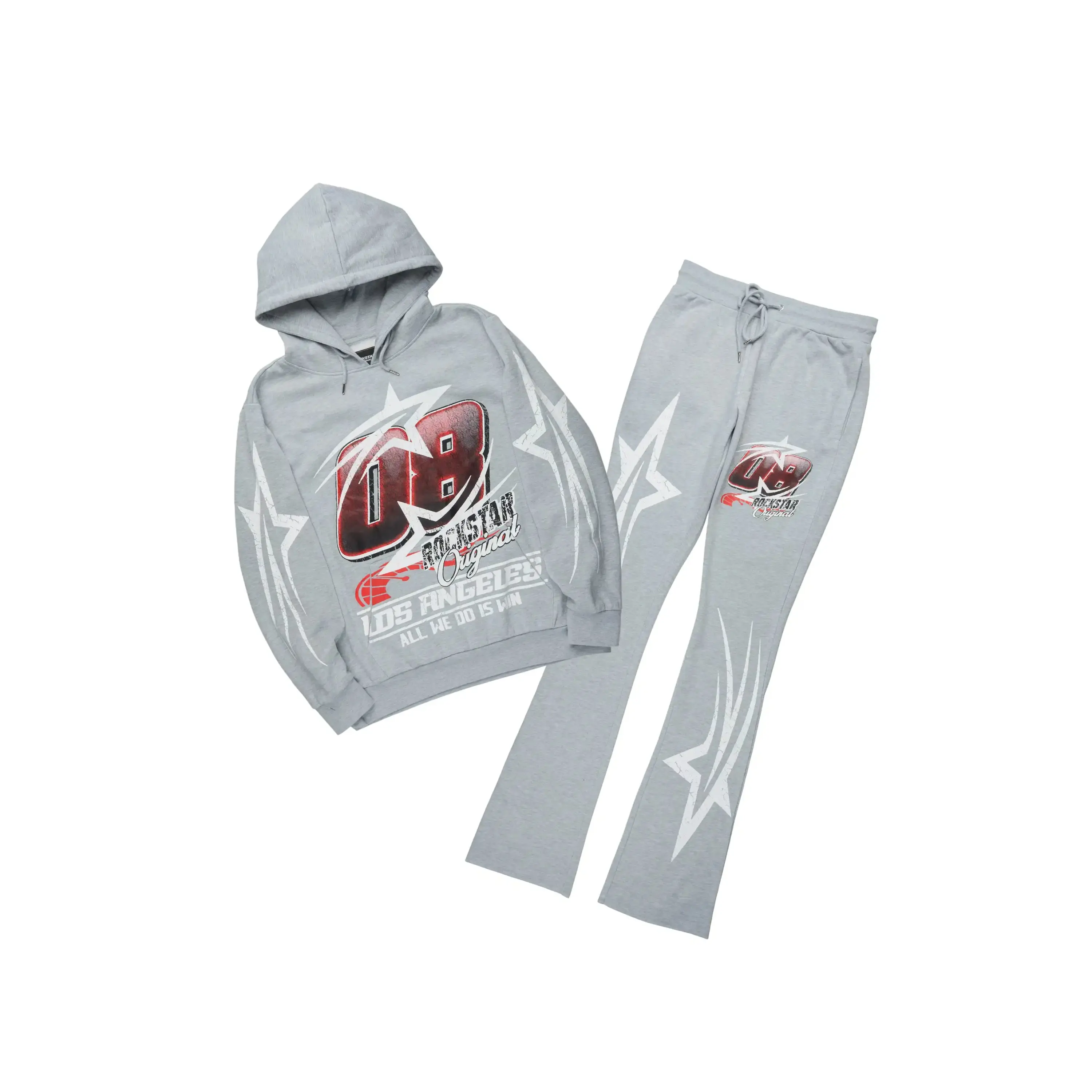 Kastell Heather Grey Hoodie/Stacked Pant Track Set