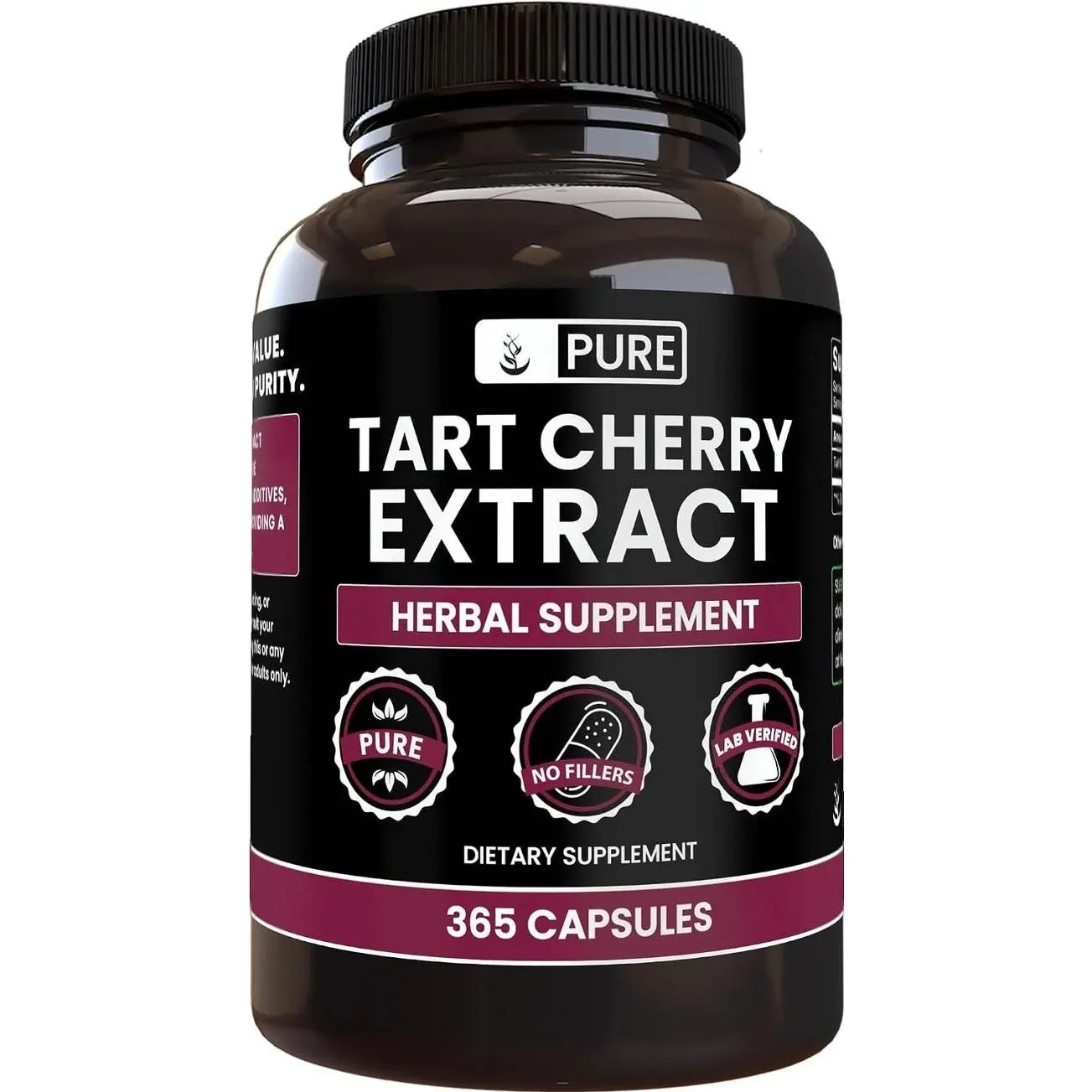 PURE ORIGINAL INGREDIENTS Tart Cherry Extract (365 Capsules) No Magnesium Or Rice Fillers, Always Pure, Lab Verified