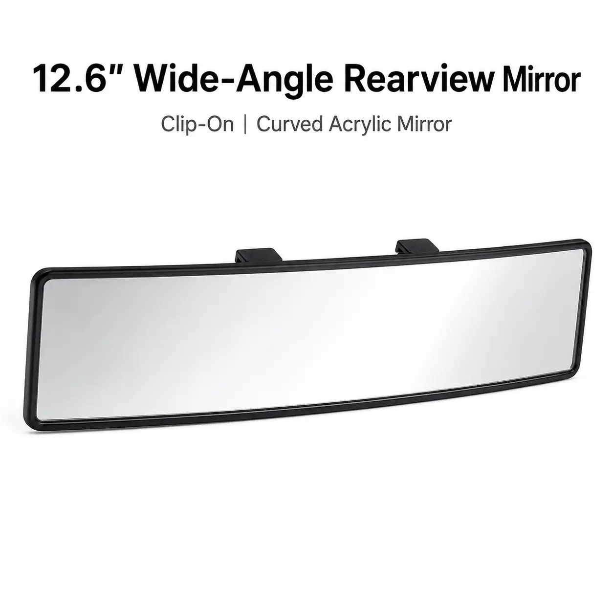 12.6-Inch Clip-On Wide-Angle Curved Acrylic Anti-Glare Interior Rearview Mirror, Car Accessories, Blind Spot Mirrors, Minimizes Distractions, Enhances Driving Safety, Simple Install