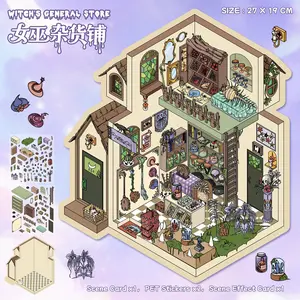 Special UV coating large scene building stickers – new 3D miniature diorama collage for students, stackable cottage DIY journaling stickers.