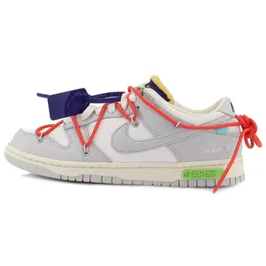 OFF-WHITE x Nike Dunk The 50 NO.23 Low-Top Skate Shoes with Red Laces and Blue Buckle for Men and Women