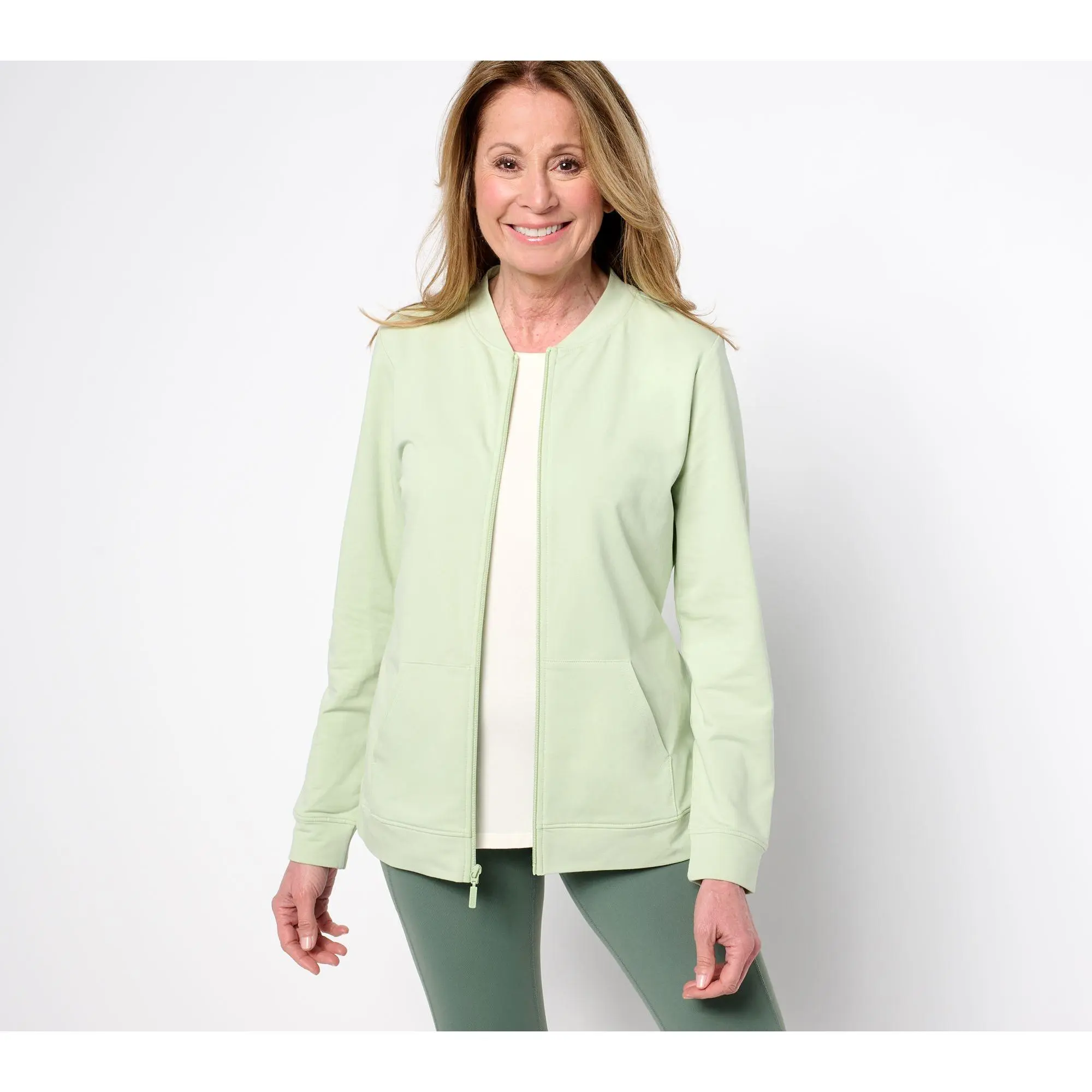 Denim & Co. Active French Terry Zip Jacket w/ Kangaroo Pocket