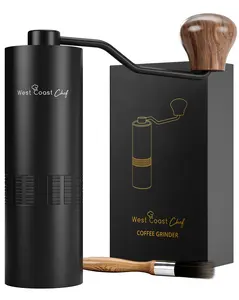 West Coast Chef Manual Coffee Grinder - Manual Burr Grinder, Portable Coffee Grinder Manual - Espresso Hand Grinder Coffee - Manual Coffee Bean Grinder - Travel Coffee Grinder Hand Coffee Grinder Burr