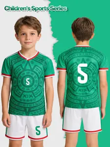 Boys'/Teenagers' Jersey Set (Short-sleeve T-shirt + Shorts), Sports clothing set, No.5 Children's Sports Set, Crew Neck Football T-shirt, Quick-drying, Sweat-wicking, Comfortable, Slim-fit, Suitable for Sports, Leisure, Running