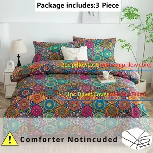 Bohemian Bedding Set Three-Piece, One Duvet Cover and Two Pillowcases, No Core, Comfortable & Stylish Design
