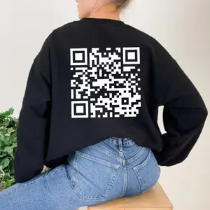 Funny FU QR Code Back Side Sweatshirt, QR Code Back Side Sweatshirt, Gift For Her, Gift For Him, Classic Fabric Top Clothing Cotton