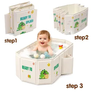Mandla Collapsible Baby Bathtub, Portable Toddler Bathtub with 2 Drain Holes, Foldable Baby Tubs for Infants to Toddler, Travel Baby Tubs, Easy to Clean, Yellow