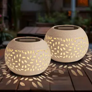 2 Pack Solar Table Lanterns Outdoor  LED Lights White, Solar  Decorative Lantern for Indoor Desk Bedroom Patio Garden Pathway Yard