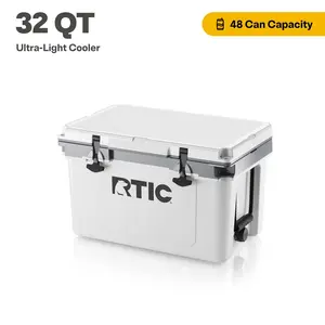 RTIC 32 QT Ultra-Light Hard-Sided Ice Chest Cooler, Fits 48 Cans, White & Grey