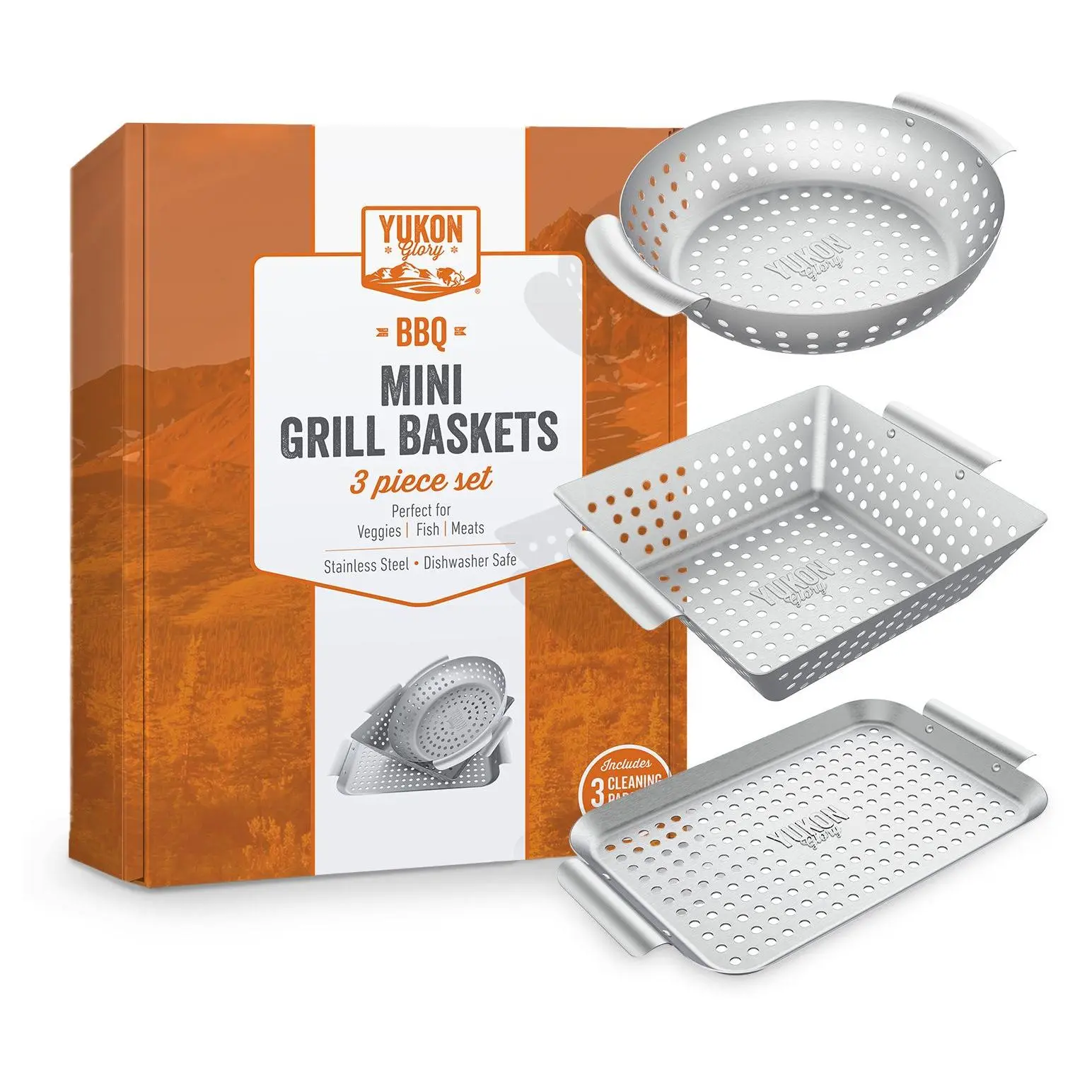 Yukon Glory 3-Piece Mini Grill Basket Set