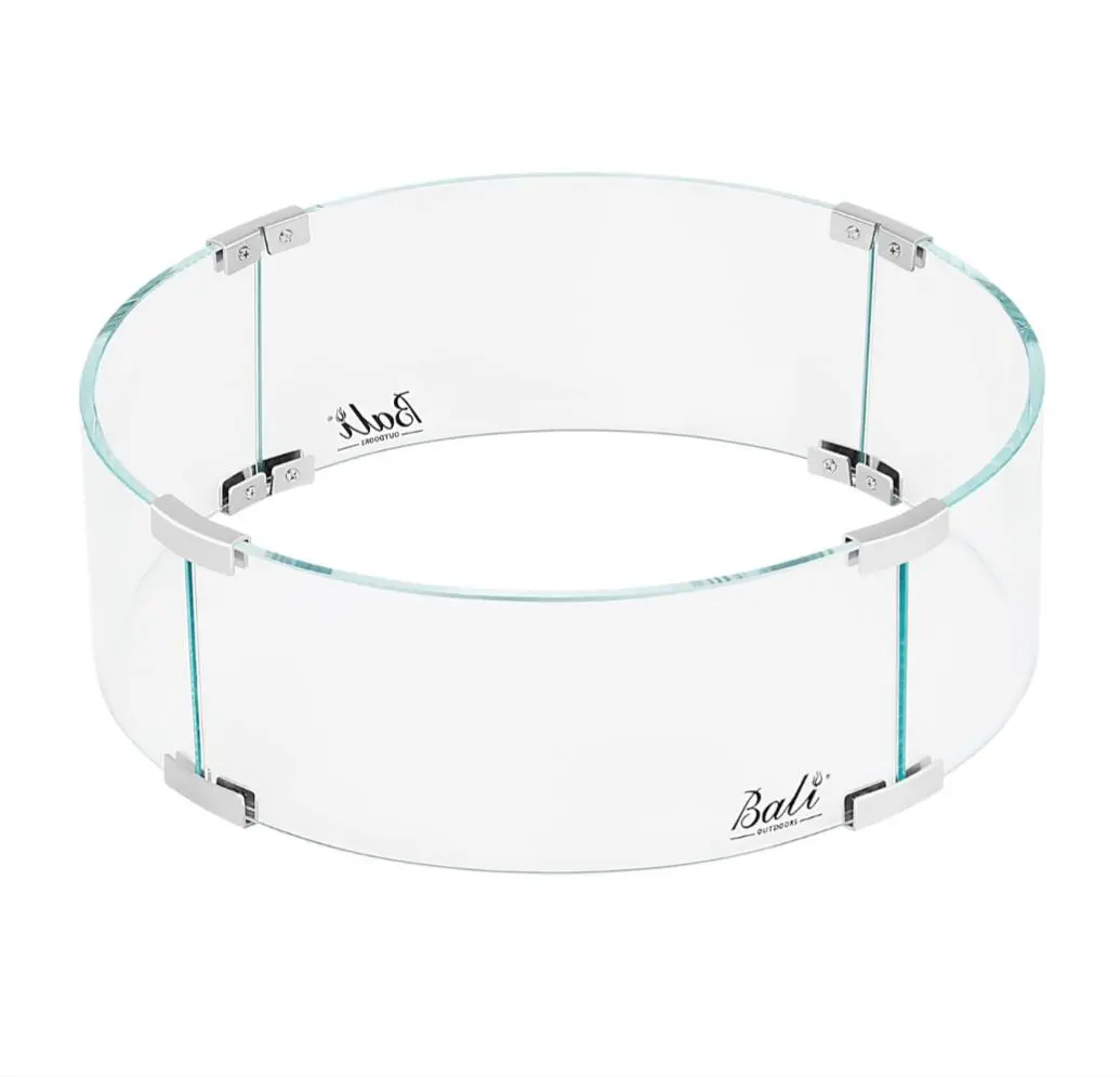 Bali Outdoors Round Wind Glass for Fire Table, Clear Tempered Glass Flame Guard with Hard Aluminum Corner Brackets