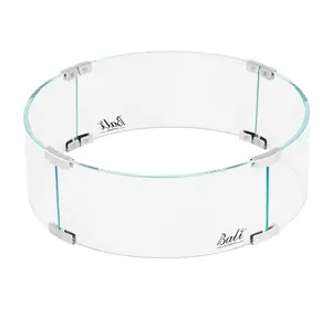 Bali Outdoors Round Wind Glass for Fire Table, Clear Tempered Glass Flame Guard with Hard Aluminum Corner Brackets