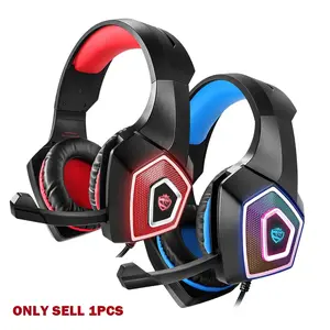 V1 Gaming Headset with Microphone, LED Light, for PC Games, Ps5, 3.5mm Audio Cable, Capacitor Mic, Wired Connection, Non-Waterproof