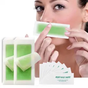 Olive Hair Removal Gentle Wax Paper, Hair Removal Wax Strips with Cleansing Wet Wipes, Suitable for Underarms, Lips, Legs, Eyebrows, Mustaches, Bikini Area, Facial Waxing Home Waxing