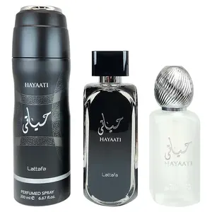 Lattafa Hayaati 3-Piece Gift Set – 100ml EDP, 200ml Deo & 50ml Hair Mist